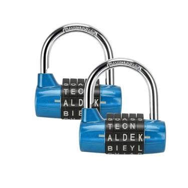 Imagem de Cadeado de liga resistente com senha cadeado de segurança resistente - fácil de configurar seu próprio combo reinicializável sem chave (2 azul)