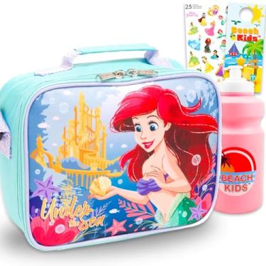 Imagem de Disney Lancheira Pequena Sereia para Meninas – Pacote com Lancheira Isolada Ariel Plus Adesivos, Garrafa de Água, Mais Lancheira Pequena Sereia para Crianças