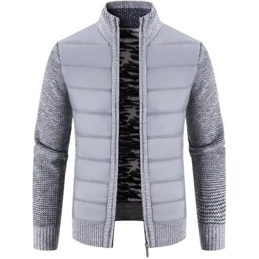 Imagem de Jaqueta De Suéter De Gola Erguida Para Homens Cardigan De Malha Solta Inverno Quente Com Zíper, Gray9, XXL