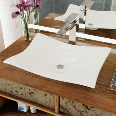 Imagem de Cuba Moderna Diferente de Banheiro Branca Cerâmica 42x32 cm Cuba De Apoio Modelo Folha