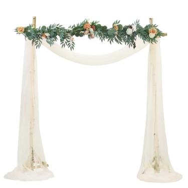 Imagem de BOYOUTH Cortinas de voile transparente para casamento, cortina de tule longo de tule para festas de aniversário, cerimônia, recepção, palco, decoração, bege, 150 x 60 cm, 1 painel