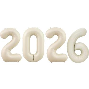 Imagem de Huge Cream White 2026 New Year Balloons 40 Inch 2026 Matte Nude White Mylar Foil Helium Number Balloons 2026 Christmas New Year Eve Graduation Party Decorations Supplies