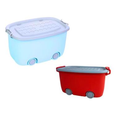 Imagem de Kit Organizadores Para Carrinhos, Livros E Lego P E M - Tibaby, Azul