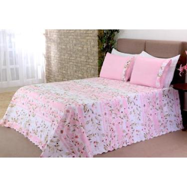 Imagem de Kit Colcha Cobre Leito 3 Peças Casal Queen Size Estampado Enxoval - LÍ