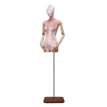 Imagem de Mannequin Altura ajustável de 60,62-78,74 pol. para manequins de varejo humanos, manequim de pose rotativa com base de metal, removível(Pink)