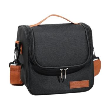 Imagem de Bolsa Termica para Marmita com Alca de Ombro Removivel para Trabalho Academia Escola e Viagem com Isolamento Interno e Compartimentos Organizados (Preto)