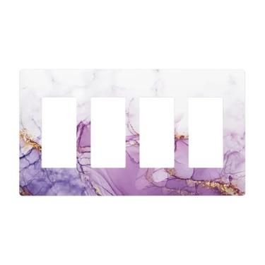 Imagem de Mármore Ametista Violeta Roxa 1 Gang Sem Dispositivo Tomada Placa de Parede Luz em Branco Interruptor Placa Elétrica Decorativa Decoração de Quarto