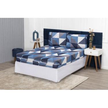 Imagem de Capa de Colchão Casal 25cm + Fronha Protetor com Zíper Malha Estampada