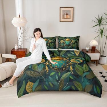 Imagem de Castle Fairy Jogo de cama queen com besouro, animais selvagens, animais selvagens, microfibra supermacia, para meninas, meninos, natureza, plantas, folhas, conjunto de colcha decorativa