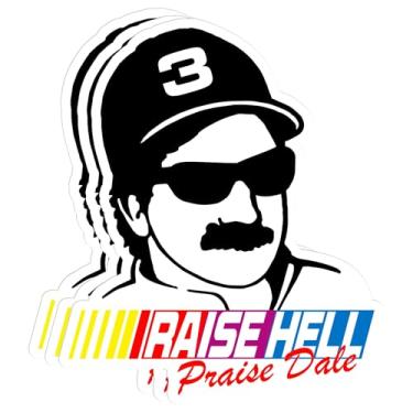 Imagem de Adesivo Raise Hell Praise Dale com 3 peças de adesivo Racer Racing Car Memorial Motorsport Fan Speed Outlaw Country Impermeável Vinil Decalque para Garrafas de Água Copo Laptop Capacete Rígido