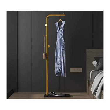 Imagem de ZzleoyuUUs-12 Suporte de casaco para pendurar no chão para quarto simples cabideiro para casa, sala de estar, cabideiro, prateleira tipo haste única (dourado + preto, 170 cm)