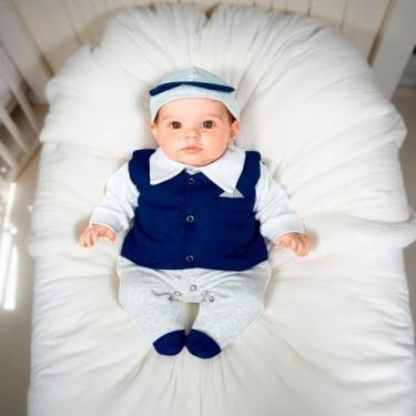 Imagem de Macacão Longo para Bebê Smoker Marinho 03 peças - Happy Baby, G