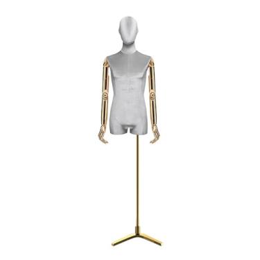 Imagem de Mannequin Manequins de varejo de corpo de veludo masculino, torso, altura removível e ajustável com base triangular, suporte para exposição de roupas(Gray)
