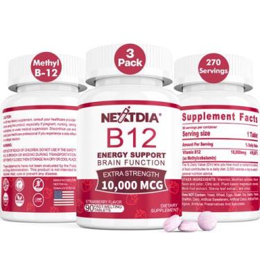 Imagem de Comprimidos sublinguais de 10.000 mcg de vitamina B12 Nextdia 270 porç