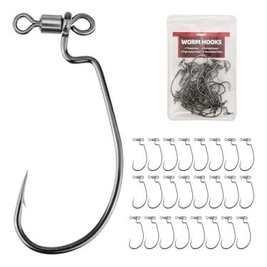 Imagem de PROBITE Ganchos Spinshot Drop Shot – Ganchos de pesca multiestilos e vários tamanhos, 100 peças/caixa, aço de alto carbono, ganchos farpados afiados para pesca de robalo, panfish e água doce