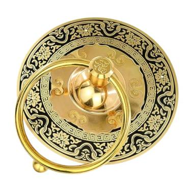 Imagem de Maçaneta de cobre puro estilo chinês com cabeça antiga de aldrava de porta de latão puxador redondo anel de porta para porta de madeira, armário