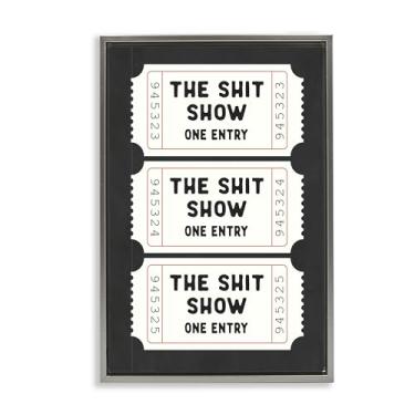 Imagem de Stupell Industries Sh*t Show Bathroom Tickets Gray Framed Floater Canvas Wall Art Design por Lettered and Lined, 78 x 53 cm