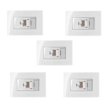 Imagem de 5 Pc Tomada P/ Moveis Margirius Rj45 Branca Informática C