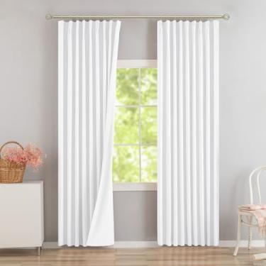 Imagem de DONREN Cortinas blecaute brancas plissadas com abas traseiras 101,6 cm L x 228,6 cm C