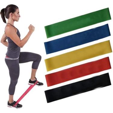 Imagem de Kit 5 Fita Exercicio Para Malhar Treino De Braço Em Casa  ELASTICOS - 