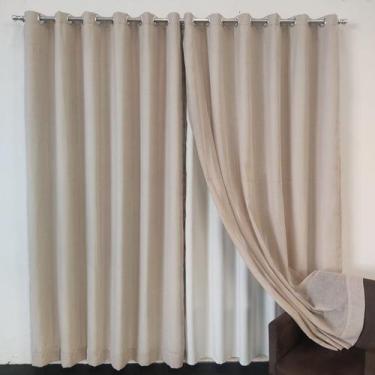 Imagem de Cortina Elegante Voal Linho Com Forro Blackout 100% Em Tecido 5,00x2,6