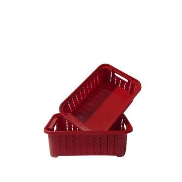 Imagem de Kit 3 Pote Empilhável cesto organizador - TF Injetados, Vermelho