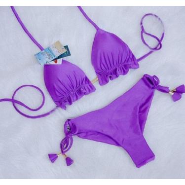 Imagem de Biquini Cortininha com Calcinha Fio Duplo - Nayklê Moda Praia , Roxo, 