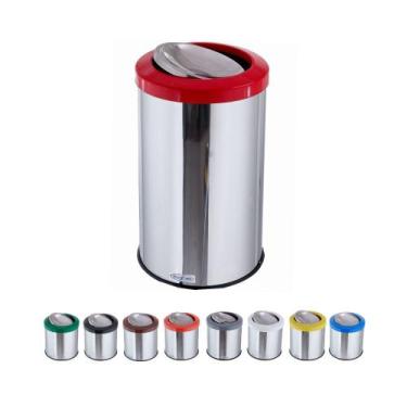 Imagem de Lixeira Inox Basculante 30 Litros Tampa Flip Top Cesto Lixo - CM Desig