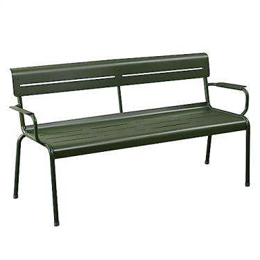 Imagem de Banco de jardim para pátio, cadeira de parque de liga de alumínio, banco de pátio externo com apoio de braço, banco de varanda frontal para pátio, varanda, varanda, jardim, banco de pátio externo (cor