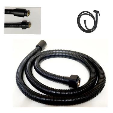 Imagem de Engate Para Chuveirinho Ducha Higienica Mangueira 1 Metro E 20cm Flexivel Pia Lavabo Banheiro Preto Fosco