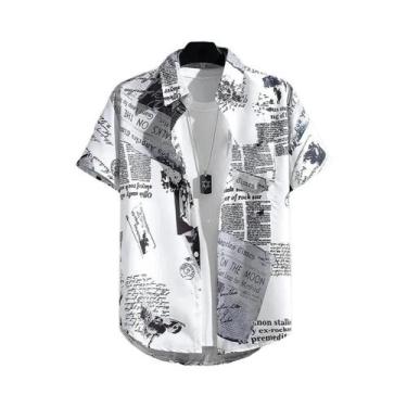 Imagem de Camisas Masculinas De Manga Curta Com Estampa, Top Fino Para Praia, Ro