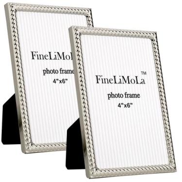 Imagem de Porta-retratos FineLimola Silver Rope Design 4x6", pacote com 2