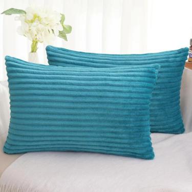 Imagem de Capas de almofada decorativas Simmore 30x50cm, conjunto de 2 azul-petr