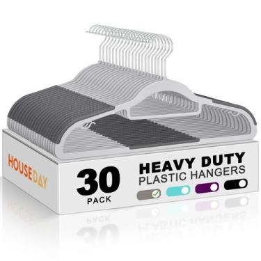 Imagem de Cabides de plástico HOUSE DAY, pacote com 30 roupas antiderrapantes, c