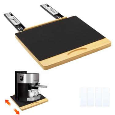 Imagem de MinBoo Deslizador de eletrodomésticos de bambu, bandeja deslizante para cafeteira, bandeja de enrolar para eletrodomésticos de bancada de cozinha, desliza facilmente sob o armário, largo - médio (35,5