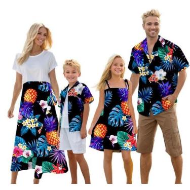 Imagem de Roupas havaianas combinando Cromoncent Family Dad Son Black
