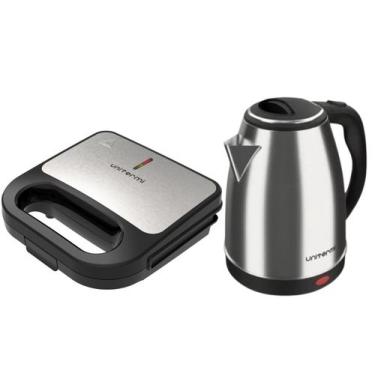 Imagem de Kit Sanduicheira Inox + Chaleira 1,8l Elétrica Unitermi, 110V