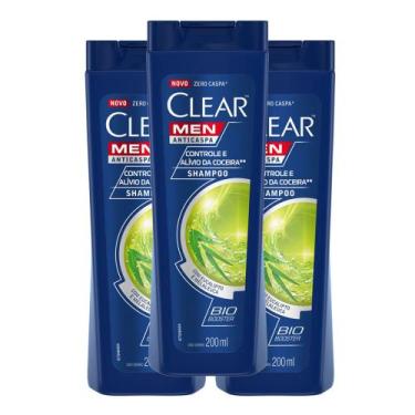 Imagem de Kit 3 Shampoo Clear Men Controle e Alívio da Coceira 200ml