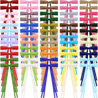 Imagem de Clipes de laço de cabelo Mimorou Ribbon Bowknot Satin Tassel x60