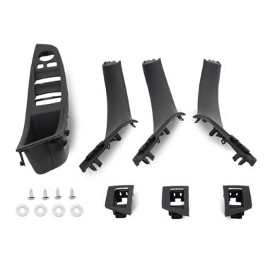 Imagem de Aspaton Capa de acabamento de painel de apoio de braço bege preto marrom para porta interna compatível com série 5 F10 F11 2010-2016 520 523 525 528 530 535 (preto)