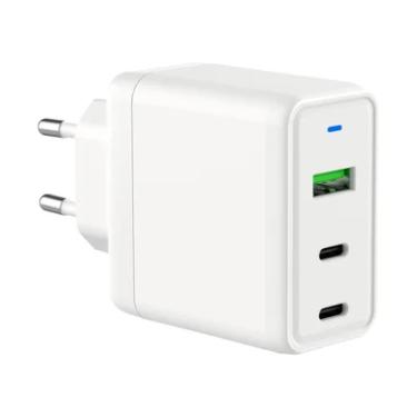 Imagem de Carregador De Parede Goldentec Gan Fast Charge, 2 USB-C 65W + 1 USB 3.0 30W