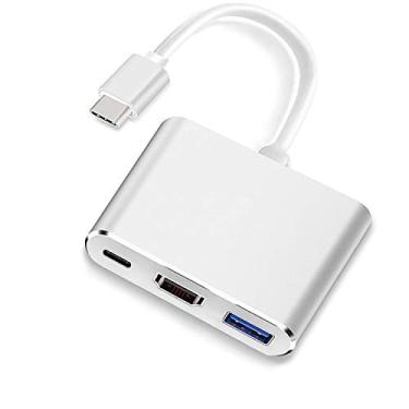 Imagem de Adaptador multiportas USB C para HDMI, Hub USB Tipo C 3 em 1 Thunderbolt 3 para HDMI /USB3.0/100W PD, Conversor USB-C multifuncional para iPhone 16Pro Max/MacBook Pro/Air/iMac/Surface Pro7 etc