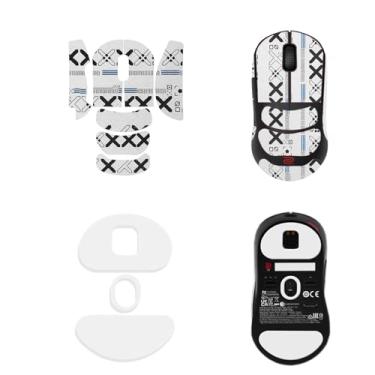 Imagem de NOUKAJU Fita adesiva para mouse com cobertura total para BenQ Zowie U2, kit de atualização de mouse profissional resistente ao suor, patins para pés de mouse (almofada de pé + fita adesiva branca para