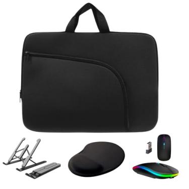 Imagem de Kit Premium Capa para Notebook c/Bolso + Mouse + Suporte Ergonômico + Mousepad - Combo Completo Para Melhor Experiencia E Conforto (17 Polegas)
