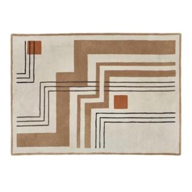 Imagem de Tapete minimalista lavável e felpudo para sala de estar, tapete macio e fofo para decoração de quarto, tapete geométrico (80 x 160 cm (31 x 62 pol.) / jds-250723002251)