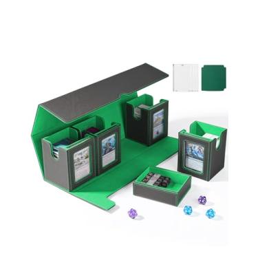 Imagem de UAONO Caixa de baralho de cartas para MTG com exibição Commander, caixa de baralho 5 em 1 comporta mais de 800 cartas sem manga, organizador de ímã forte compatível com cartões esportivos Yugioh TCG