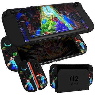 Imagem de TIKOdirect Protective Case for Switch 2, Hard PC Shell and Soft TPU Joy-Con Grip, Slim Dockable Cover Case with Cute Pattern, Anti-Scratch and Shock-Absorption Design Cover Skin for Switch 2, Cave