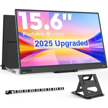 Imagem de ZSCMALLS Tela portátil, monitor estendido de 15,6 polegadas 1080p, tela portátil 1000:1 100% sRGB USB-C HDMI para laptop, tela de viagem HDR com alto-falantes e Smart para PC PS5/4 Xbox Switch