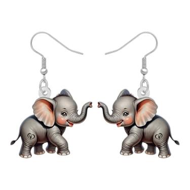 Imagem de YAYAKO Brincos de elefante fofos de acrílico com pingente de animal joia anime elefante presentes para mulheres, Medium, Acrílico, Sem pedra preciosa