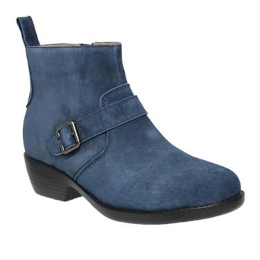 Imagem de Propet Bota feminina casual Memphis bico redondo com zíper no tornozelo salto baixo 2,5-5 cm - marrom, Azul marino, 10 Wide